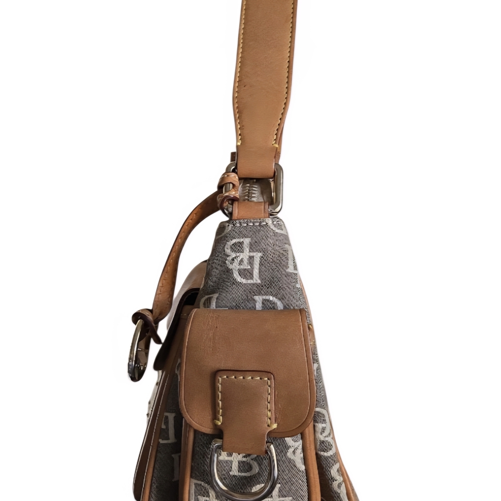 Dooney & Bourke Signature Vintage Hobo Buckle Double Pocket Shoulder Bag - Picture 3 of 15
